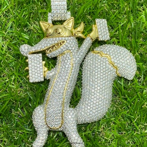 VVS Moissanite 3D Pendant In 925 Silver, Rapper Jewelry, Mens Iced Out Charm 4 Inch Height, Hip Hop Pendant