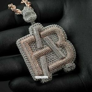 9 CT Icedout Moissanite Pendant, Mens Custom Letter Pendant, Mens Custom Jewelry, Pass Tester