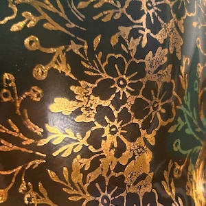Cup & Saucer - Royal Windsor - Gold on Black Floral Chintz Pattern (7298) - Stunning! As New Condition!