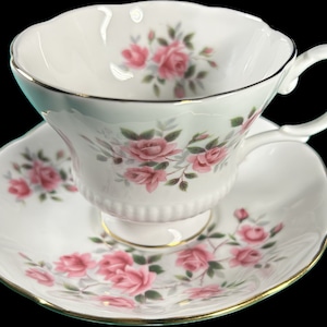 ROYAL ALBERT - Cup Saucer - Pink Rose - Chelsea Shape Cup (As New!)