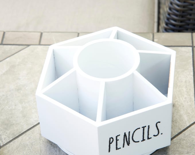 Handmade Crystal Rotating Desk Organizer: Pen & Pencil Holder