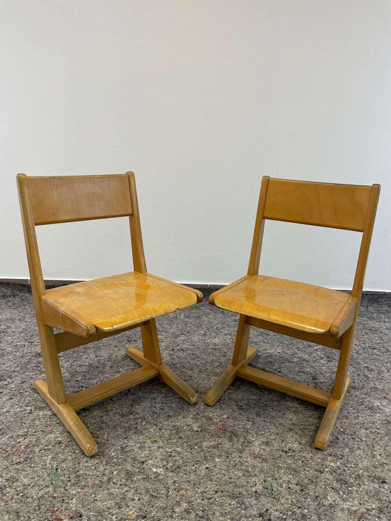 ヴィンテージ教室用椅子/レトロスクールチェア/木製子供用椅子