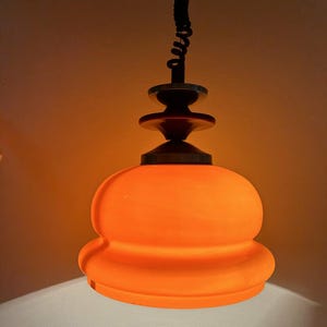 Mid Century Modern Pendant Lamp / 1960s / Made In Yugoslavia/ Vintage Ceiling Light / 60s Glass Lamp / Retro Orange Lamp vintage lightning