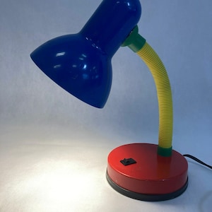 DESK LAMP Black Red  / Retro Table Lamp / Postmodern Lamp / Vintage decor / Made in 1990 / memphis stlye / red table lamp / office lamp