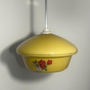 Vintage Glass Pendant Lamp / Vintage Decor / Vintage Furnier / Mid Century Modern / Unique Glass Chandelier Glass Pendant Lamp Yellow