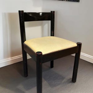 Vintage Dining Chair Minimalist wooden Vico Magistretti Style / Wood decor Upholstery dining Chair Black Chair / Dining Chairs  Minimalist