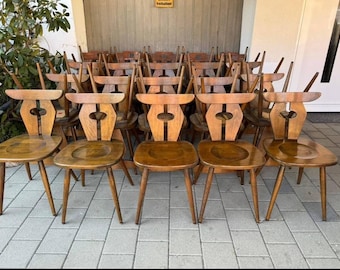 Vintage Wooden Dining Chairs by Ruko Sessel Alois Koller | Tyrolean Farmhouse Austrian Style 1970s