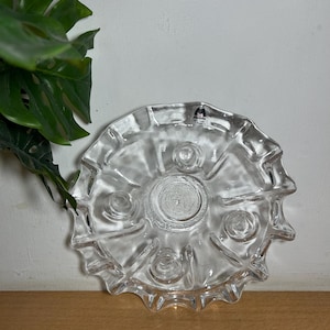 Vintage MUURLA Clear Art Glass Votive / Tea Light Candle Holder FINLAND /Vintage Muurla Glass Candle Holder Scandinavian Art Glass Vintage