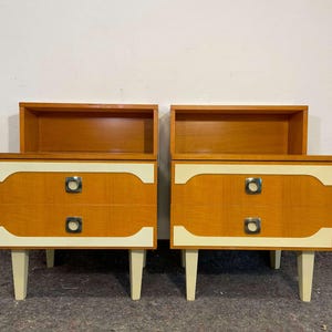 Bedside Tables In Wood, 60s , Vintage Nightstands, Vintage Home Decor , Retro Furniture, gift for home, Meblo ,mid century modern