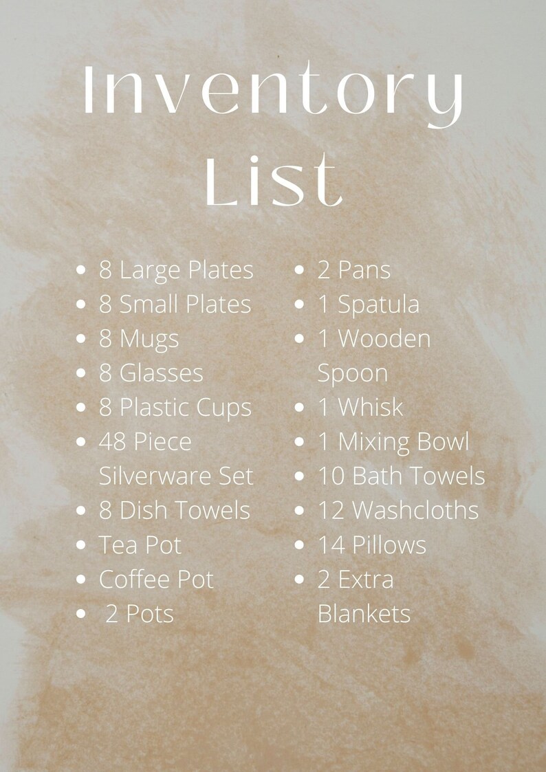 Neutral Inventory Checklist Template for Airbnb, VRBO, or Other ...