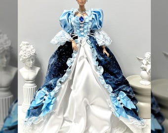 Historical dress for 12" Integrity dolls (Fashion Royalty, NuFace, Monogram, Poppy Parker).