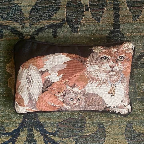 Vintage Decorative Pillow Cat Lady Decor Cat Lover Decor