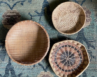 Three Vintage Baskets for Wall Decor