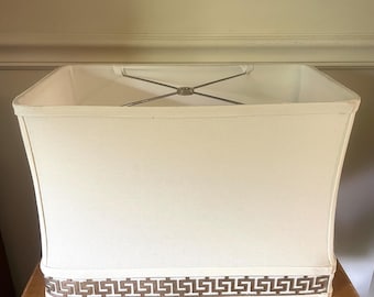 Vintage Large Rectangular Drum Lampshade with Greek Key Trim