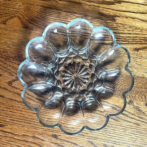 Vintage Clear Glass Deviled Egg Plate