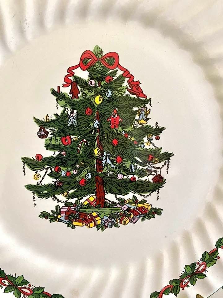 Vintage Christmas Dinner Plates Christmas Tablescape Decor Etsy