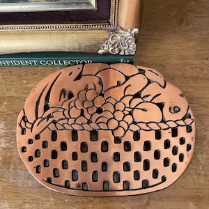 Metal Fruit Basket Shaped Trivet with Copper Front