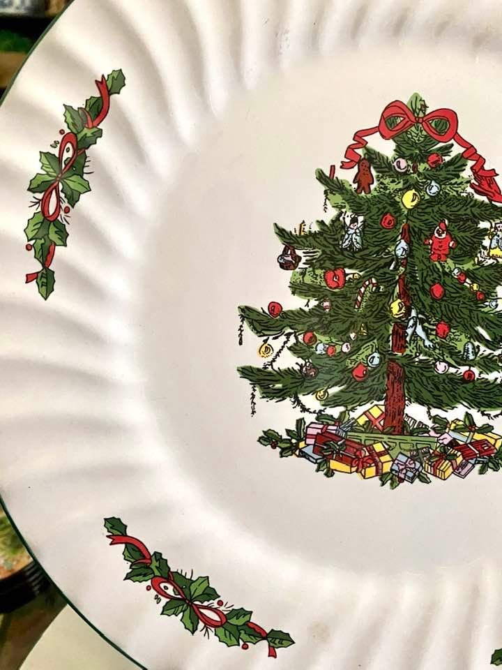 Vintage Christmas Dinner Plates Christmas Tablescape Decor Etsy