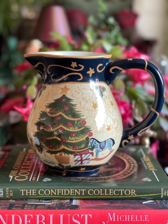Vintage Earthenware Christmas Pitcher