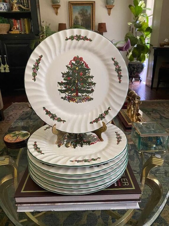 Vintage Christmas Dinner Plates Christmas Tablescape Decor Etsy