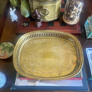 Vintage Reticulated Brass Tray
