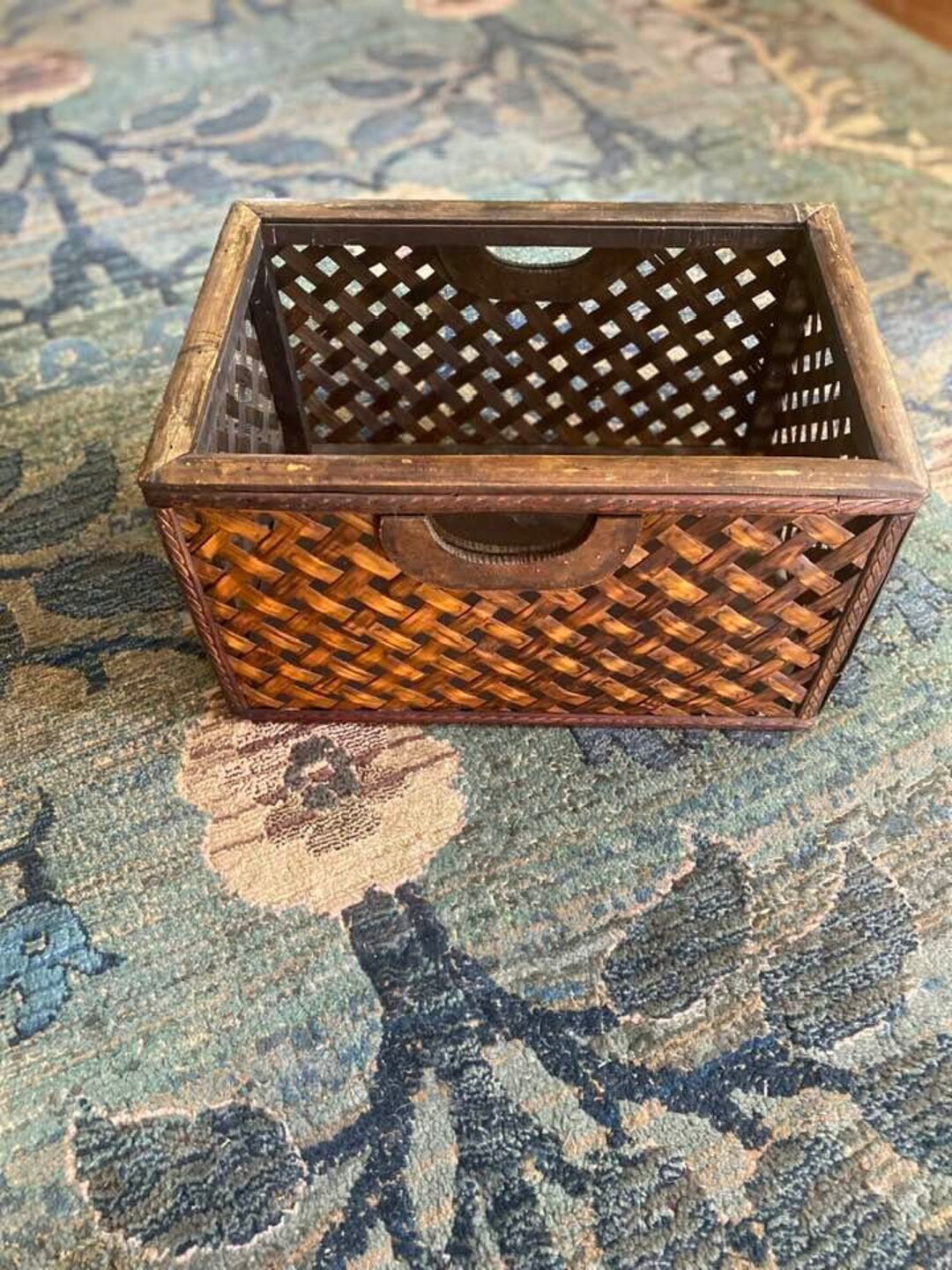 Vintage Cane Storage Basket Decorative Basket Etsy