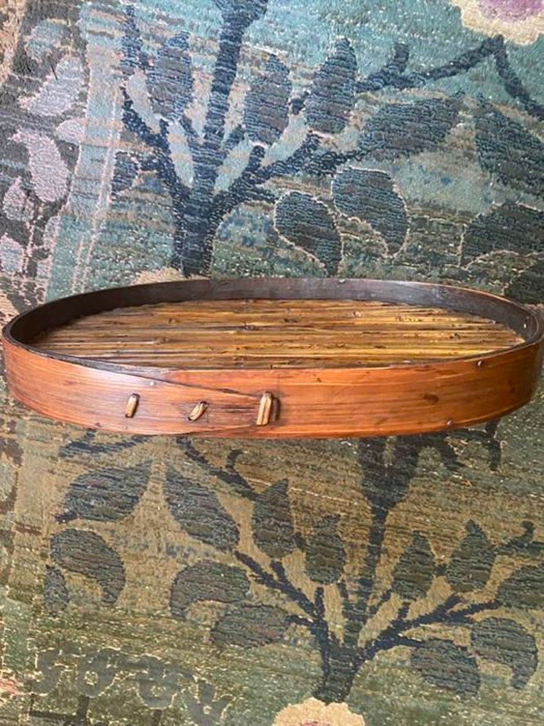 Vintage Bamboo Serving Tray Outdoor Entertaining Bar Cart Tray Etsy