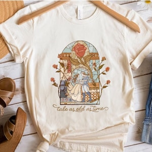 Camisa de cuento tan viejo como el tiempo, camisa de cuento tan viejo como el tiempo, camisa de princesa, camisa retro de la Bella y la Bestia