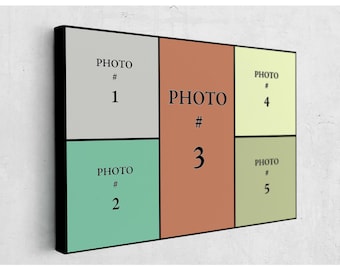 Custom 5-in-1 Canvas Photo Collage, Personalized Wall Art Print, Family Pictures, Wedding Memories, Christmas Gift, Anniversary Decor