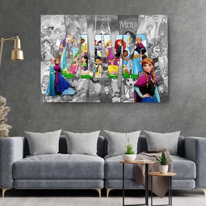 Lienzo enmarcado personalizado con el nombre de la princesa – Decoración de pared personalizada para niñas, regalo para el Día del Padre - Envío rápido imagen 5