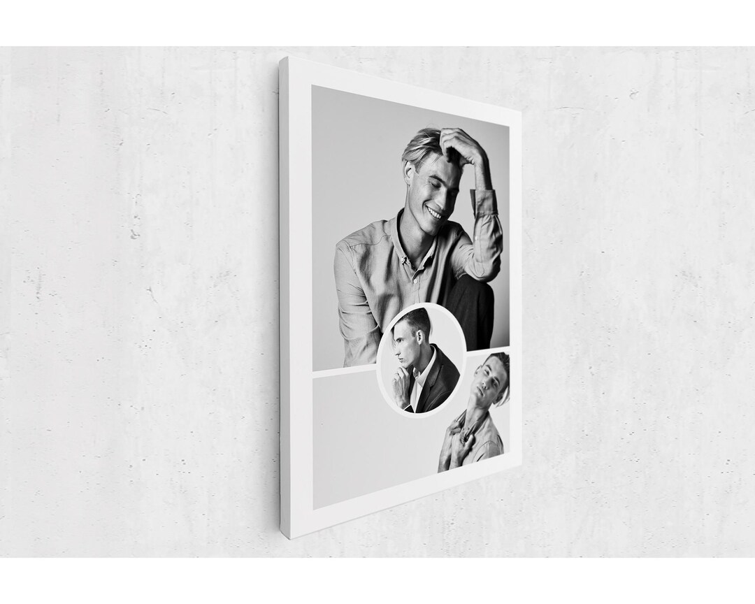 Custom Photo Collage Canvas Print, Black and White Wall Art ...