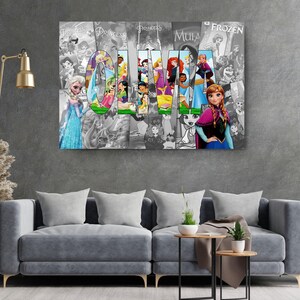 Lienzo enmarcado personalizado con el nombre de la princesa – Decoración de pared personalizada para niñas, regalo para el Día del Padre - Envío rápido imagen 7