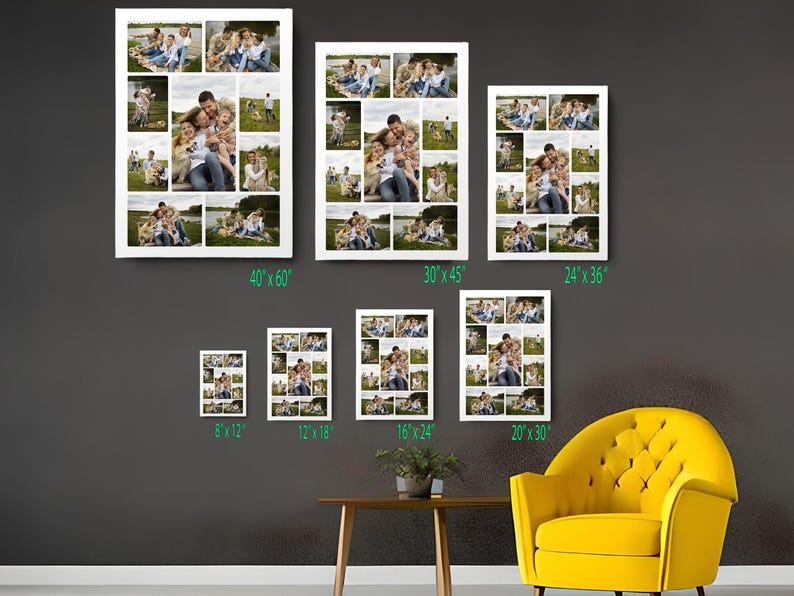 Personalized Photo Collage Canvas Print, Custom Family Picture Grid ...