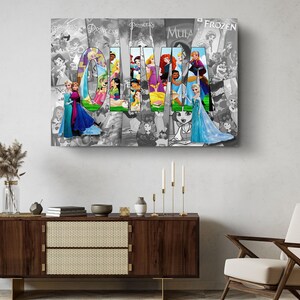 Lienzo enmarcado personalizado con el nombre de la princesa – Decoración de pared personalizada para niñas, regalo para el Día del Padre - Envío rápido imagen 4