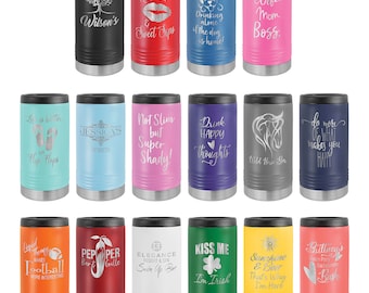 Personalized Skinny Can Cooler, Engraved Can Cooler, Bridesmaid Slim can holder, Seltzer Can Cooler, Slim Beverage Holder, Mother's Day Gift