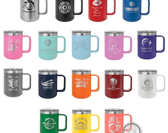 Mug isotherme personnalisé avec couvercle coulissant, gobelet gravé personnalisé, gobelet gravé personnalisé, cadeau de fête des pères, cadeaux gravés 15 oz