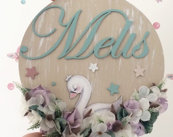 Baby Shower Wreath, Hospital Wreath, Baby Door Hanger,Baby Door Wreath, Kids room Decor,Wooden Baby Sign