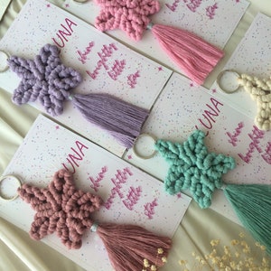 Star Macrame portachiavi, Star Keychain, Macrame portachiavi, portachiavi, bomboniere baby shower, bomboniere per ospiti,portachiavi Boho, bomboniere personalizzate