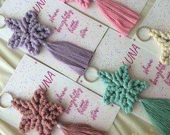 Star Macrame Keychain, Star Keychain, Macrame Keychain, Keychain, Baby Shower Favors, Favor for Guests,Boho Keychain, Personalized Favors