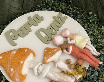 Personalized Felt Name Sign, Woodland Nursery Decor, Handmade Baby Room Wall Hanging, Custom Name Banner, Birthday Decor