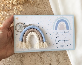 Customizable Macrame Keychain, Initial Keychain,Initial Keychain Favors, Baby Shower Favors, Personalised Macrame Rainbow,Christening Favors