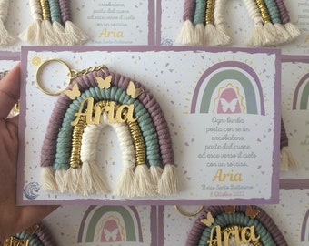 Colourful Macrame Rainbow Keychain Favors,Christening Favors,Personalised Keychain,Butterfly Favors,Mini Tiny Rainbow Keychain Baptism
