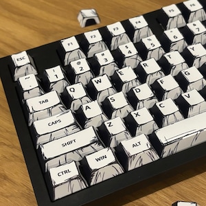 Zestaw nakładek klawiszy z motywem komiksowym do klawiatury mechanicznej | 108 klawiszy kompatybilnych ze wszystkimi układami | Profil Cherry | Typ przełącznika MX | Materiał PBT