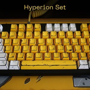 Hand painted | White and Yellow keycaps Comic Style Set for Mechanical Keyboard | Borderlands | 108 keys | MX Switch Type | ABS Material
