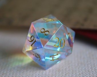 Dés en verre tranchant, jeu de dés D&D, jeu de dés polyédriques, dés en cristal à prisme dichroïque Donjons et Dragons