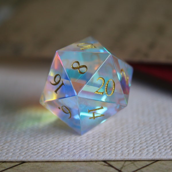 Glass Sharp Edge Würfel, D&D Würfel Set, Polyedrische Würfel Set, Dungeons and Dragons Dichroic Prism Crystal Dice