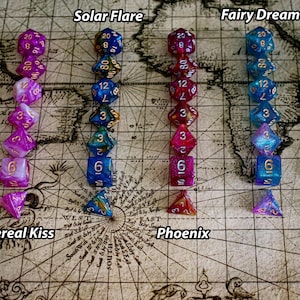 7 piece acrylic dice sets with glitter - Pick your color - Dice Set for DnD, TTRPG, Pathfinder