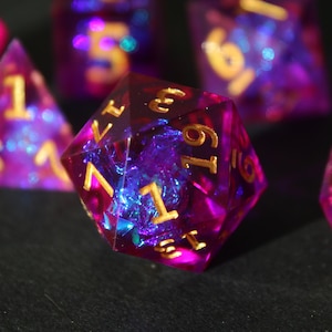 Sharp Edge Resin Dice Set: Mystic Violet Polyhedral DnD Dice