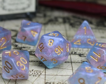 Handgemachte D&D Würfel Set: Transgender Pride Glitter Polyedrischen Würfel