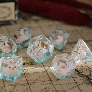 Full Set Handmade Resin Dice | Transparent Rubber Duck | Polyhedral Dice Set | DnD Dice Set | Dungeons and Dragons